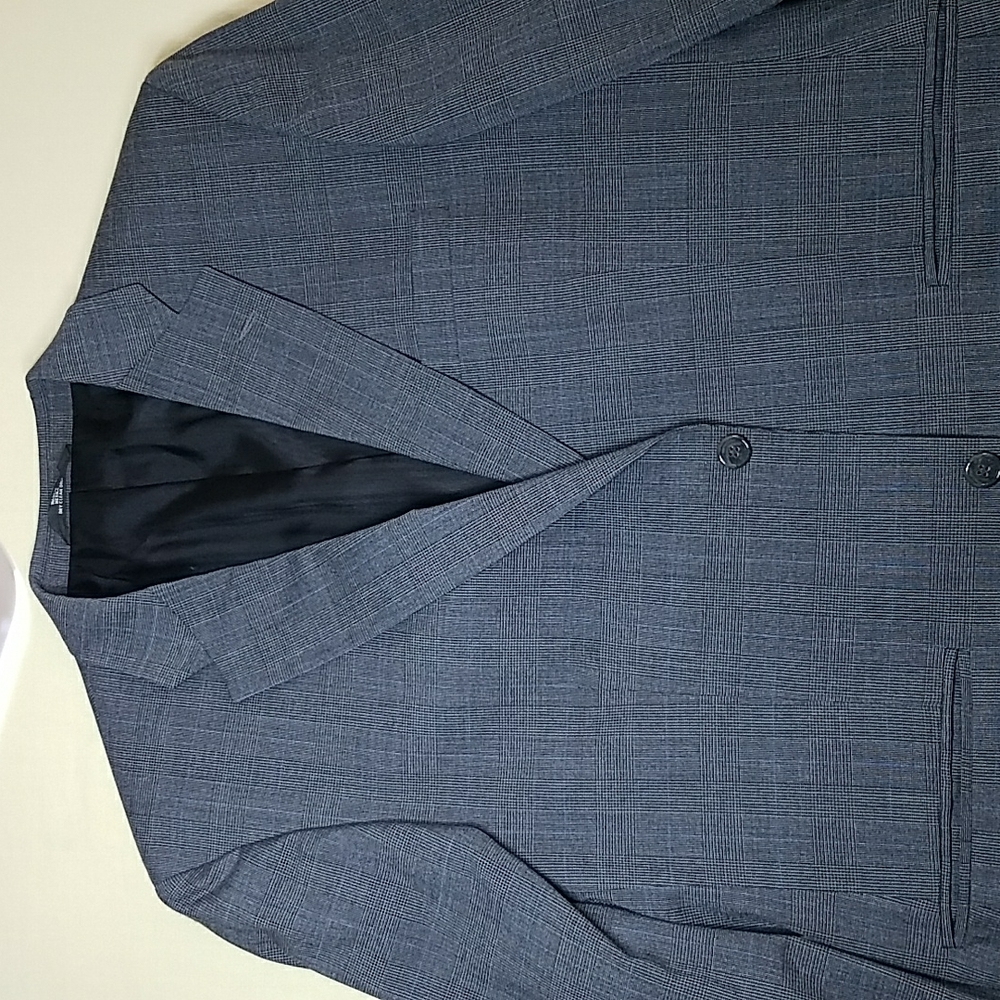 Haggar Black Label camel plaid charcoal suit 44R